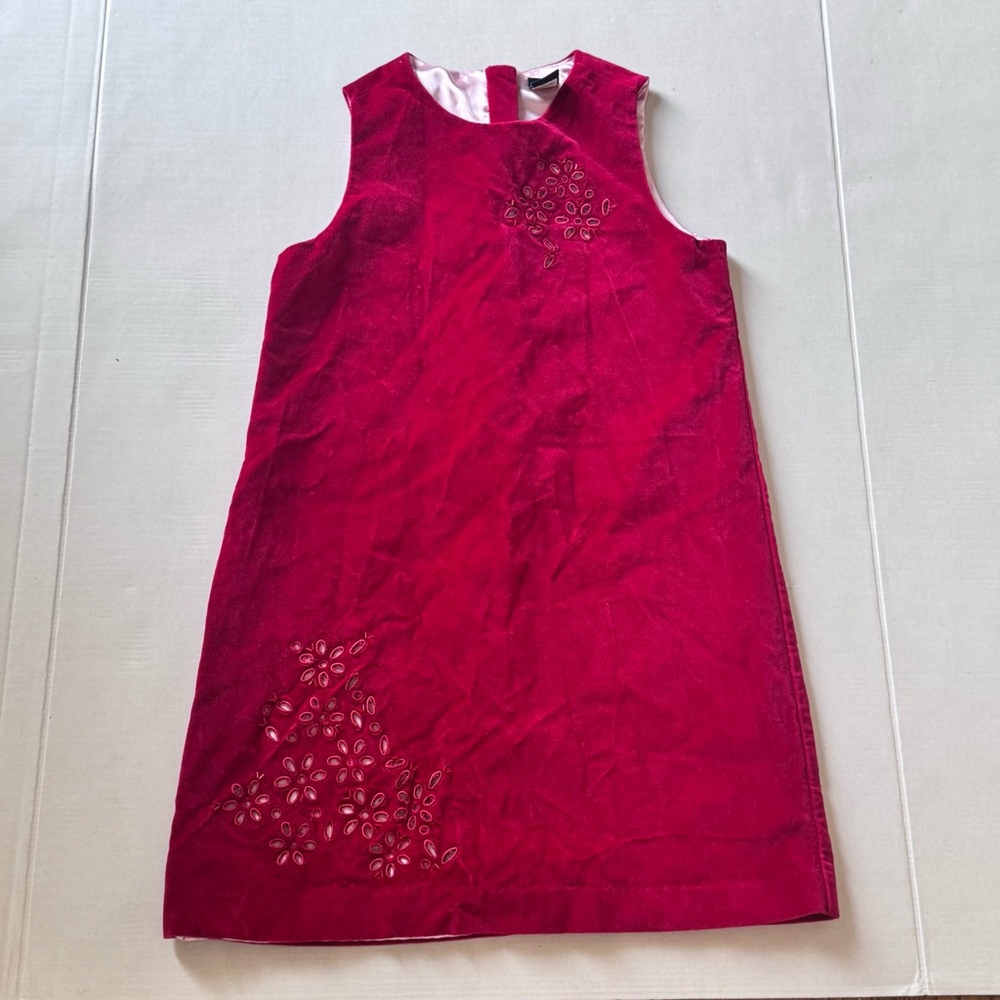 Gap‎ Girls Sz M (7/8) Velveteen Sleeveless Lined Beaded Cutout Dress